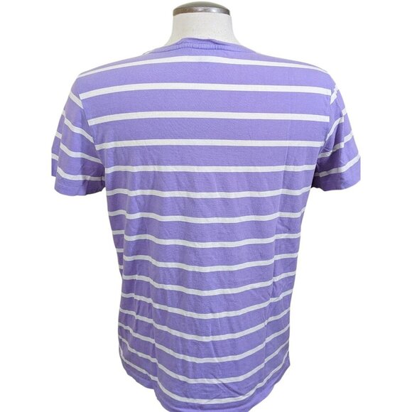 Ralph Lauren Sport Womens XL Striped T Shirt Purple White Cotton Short Sleeve - Picture 5 of 7